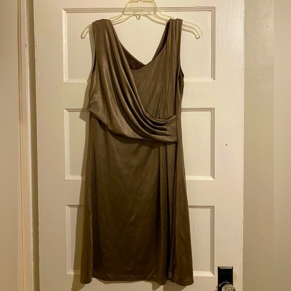 Donna gold/bronze shimmery mid length party dress - Picture 1 of 8